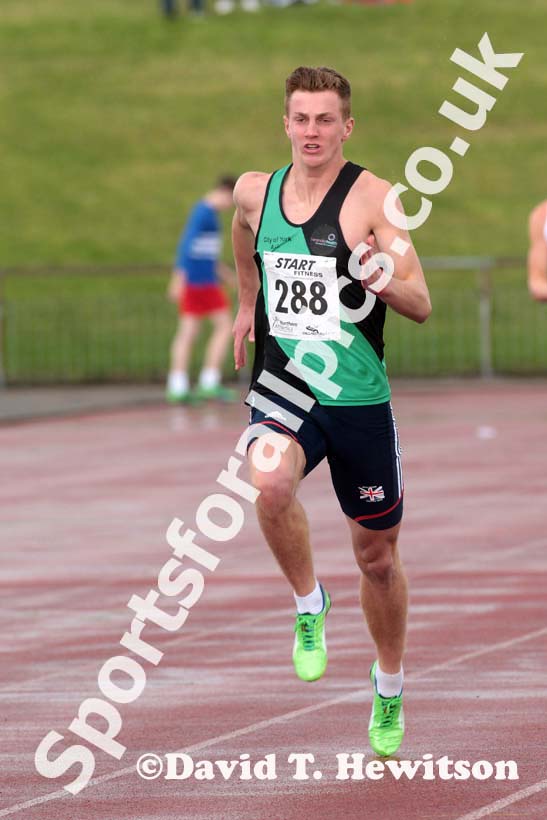 Thomas Somers (City of York) winner of the under-17s 200 metres at the Northern Under-17s and 15s Championships, Liverpool.